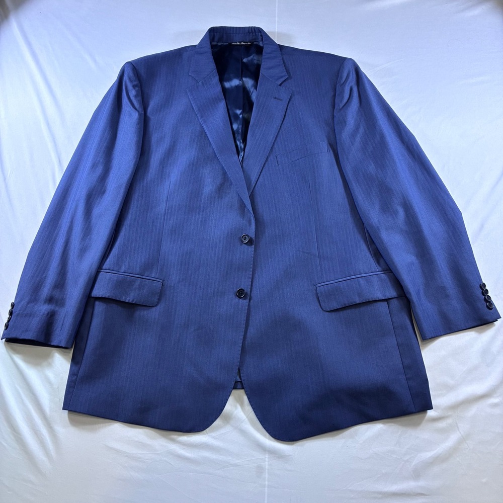 Saks Fifth Avenue Ermenegildo Zegna Wool Blazer Blue Herringbone 48L Italy